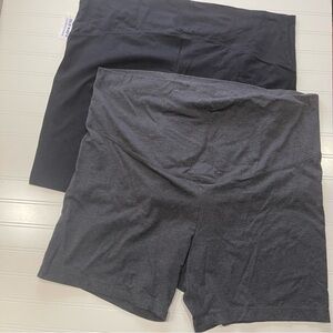 Old Navy Maternity Biker Shorts Womens XXL Black Gray 2 Pack Jersey Stretch T5